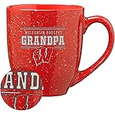 Rico Industries NCAA Wisconsin Badgers Grandpa 16 oz Team Color Laser Engraved Speckled Ceramic Coffee Mug