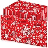 Cholemy Christmas Merchandise Bags - 120 Pcs Plastic Bags with Handle (Snowflake) for Xmas Party Favors, Shopping & Boutique Treat (8" x 10")