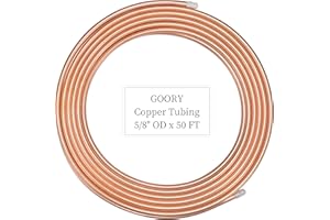 GOORY Copper Tubing 5/8" OD x 0.57" ID x 50 Ft - 99.9% C12200 Pure ACR Tube - ASTM B280 Refrigeration T2 Copper Tube Soft Coil - Round Seamless Tubing for Refrigerator HVAC System Industry DIY