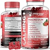 Magnesium Glycinate Gummies, 1000 mg - Magnesium Supplement to Support Relaxation, Heart Health - Chewable Calm Magnesio Gumm