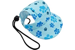 PET SHOW Dog Baseball Cap Dog Paw Print Peaked Cap Pet Sun Hats with Ear Holes Sport Hat for Small Medium Doggies Adjustable Drawstring Puppies Cats Visor Hat Girls Boys Blue/XXS/XS