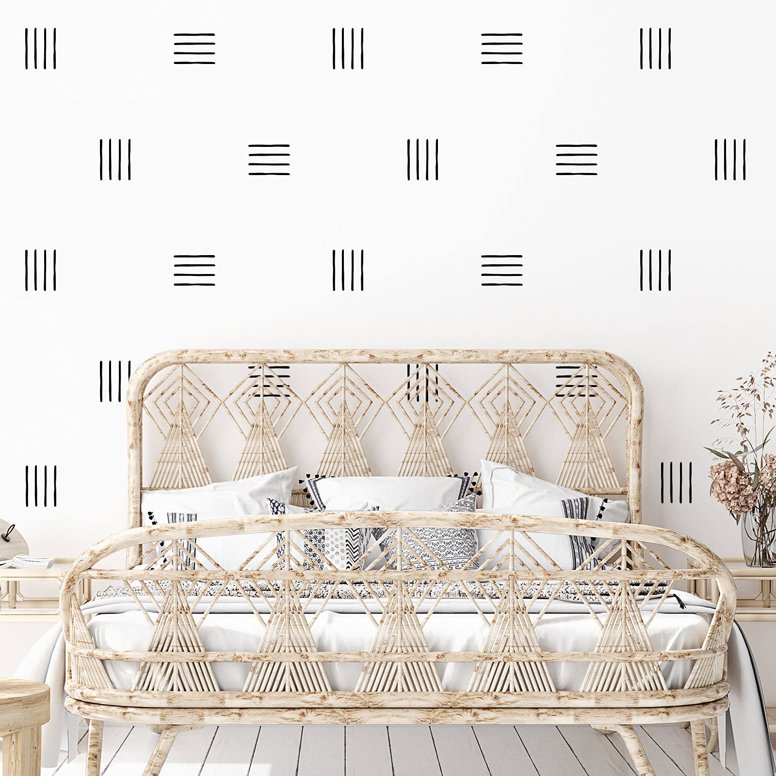 Photo 1 of 240 Pcs Modern Boho Wall Decals - Abstract Art Decor Black Line Stickers - Removable Peel and Stick for Nursery Room Farmhouse Decor