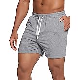 Deyeek 5.5 Inch Mens Pajama Shorts Sleep Cotton Lounge PJ Lightweight Elastic Waist Drawstring Nightwear Bottom with Pockets