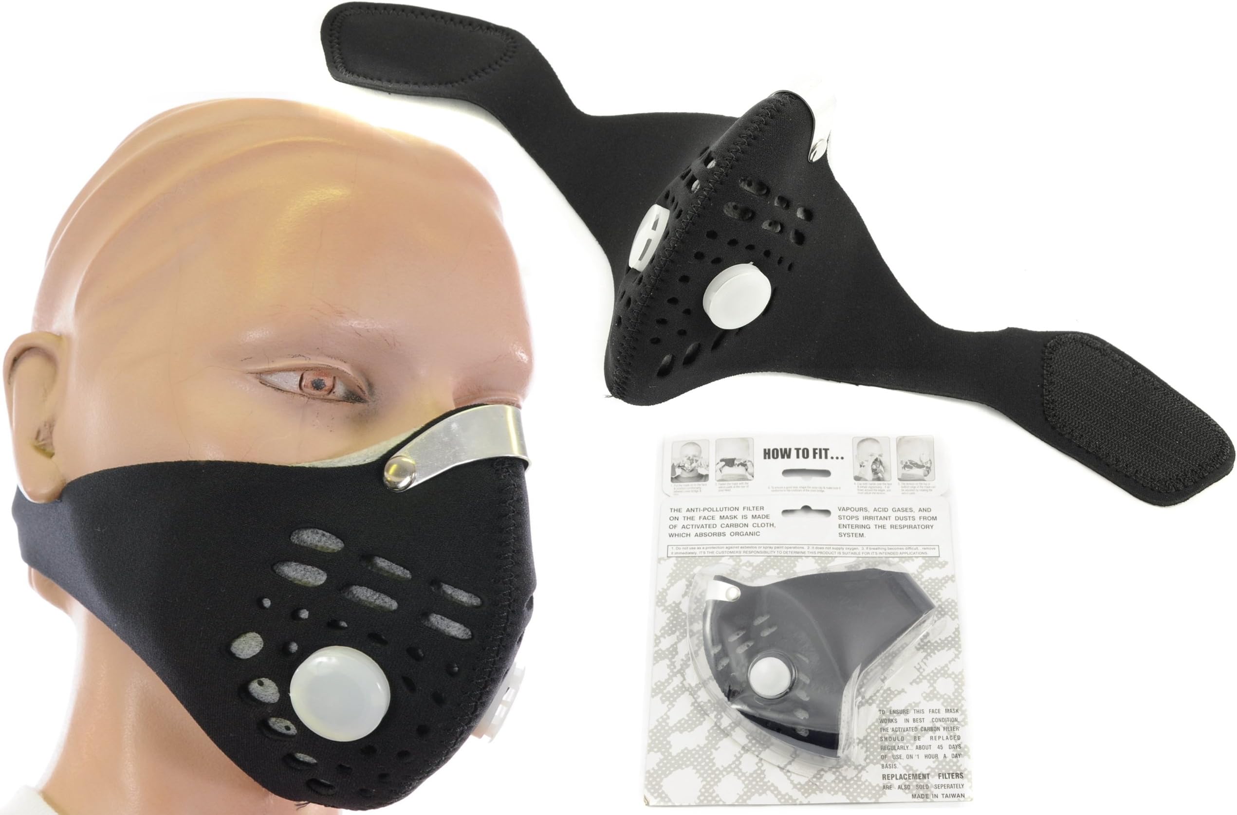 ANTI-POLLUTION CYCLING MASK CARBON CLOTH ADULT BLACK SCOOTER RESPRO CITY STYLE