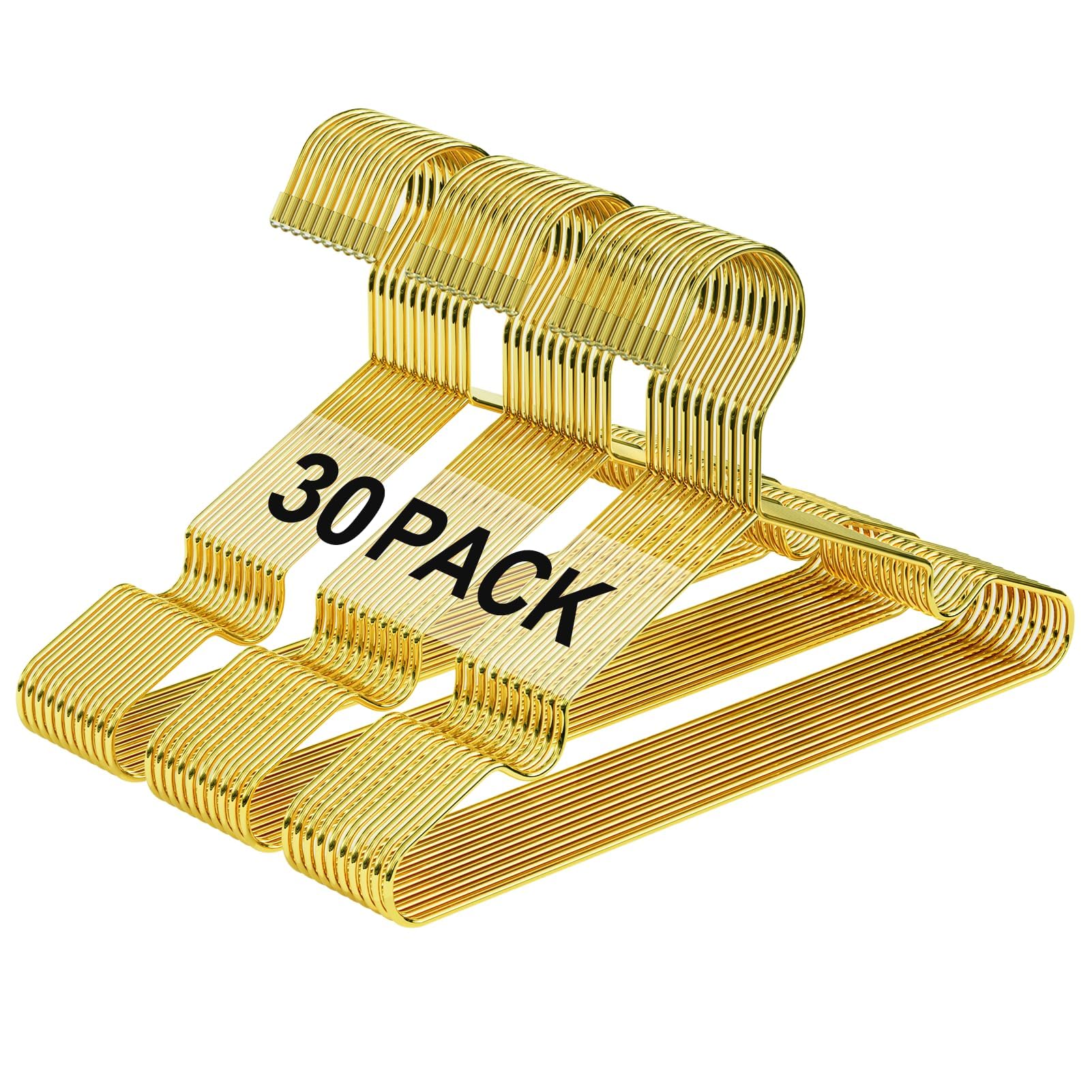 Photo 1 of 12 Inch Gold Kids Baby Hangers 30 Pack, Strong Metal Toddler Hangers for Closet, Space Saving Children Hangers for Clothes Coats Pants (Gold, 30)