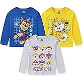 Paw Patrol Nickelodeon Boys Long Sleeve Shirt 3 Pack for Toddler and Big Kids
