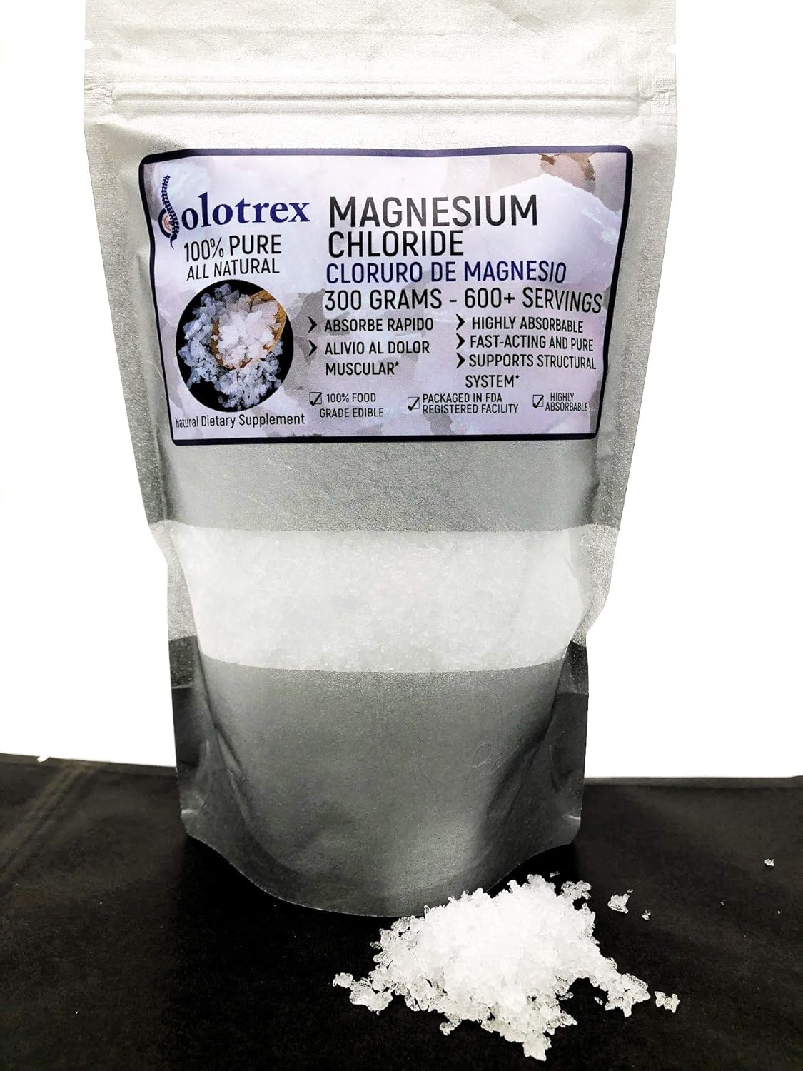 Cloruro de Magnesio 100% Pure Magnesium Chloride Food Grade 300 Grams Edible Magnesium Highly...