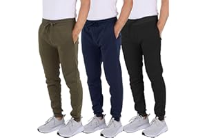 Real Essentials 3 Pack: Men's Tech Fleece Ultra-Soft Jogger Athletic Sweatpants with Pockets (Available in Big & Tall)