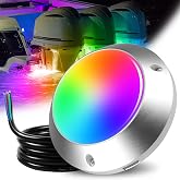 HUSUKU RS12 12000LM Underwater Marine Light for Boat Dock, 60LED 5in 120W | RGB 12vDC All-Metal Body, IP68 Waterproof, Ultra Bright Color Change Boat LED Light Yacht Transom Pontoon Sailboat Fishing