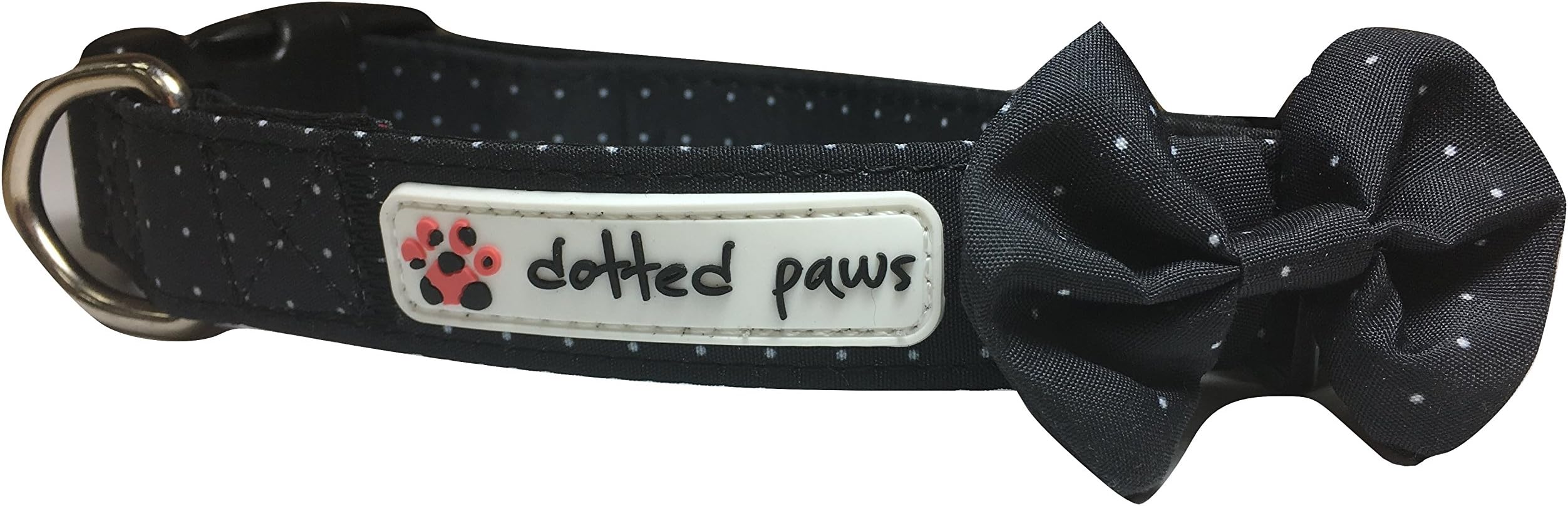 Dotted Paws Dog Collar Bow Tie Padded Cute Polka Dots Comfortable Neoprene Fabric for Ruffed Adventures