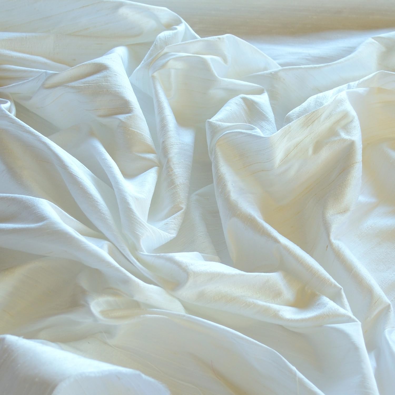 54" Wide White Dupioni Silk, 100 Silk Fabric, by The Yard