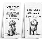 Sviojuce Funny Goldendoodle Dog Bathroom Hand Towels Decorative 16x24 Set of 2, Goldendoodle Gifts Dish Towels Cloths Dishcloths Tea Towel Gifts for Women, Dog Bathroom Kitchen Hand Towel Decor
