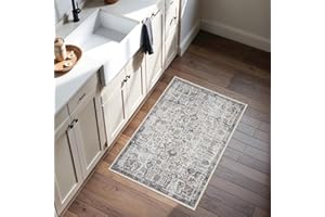 RUUGME Washable Area Rug 2x3 - Vintage Kitchen Rugs Stain Resistant Rugs for Living Room Bedroom Laundry Room Mat Distressed Rug Hallway Floor Carpet Runner for Bathroom 2'x3' Brown