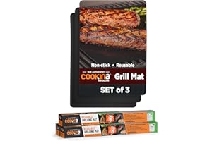 COOKINA BBQ Grill Mats X-Large (3-Pack) 15.75" x 19.68" Non-Stick Reusable Grilling Sheets for Gas, Charcoal, Electric Grills
