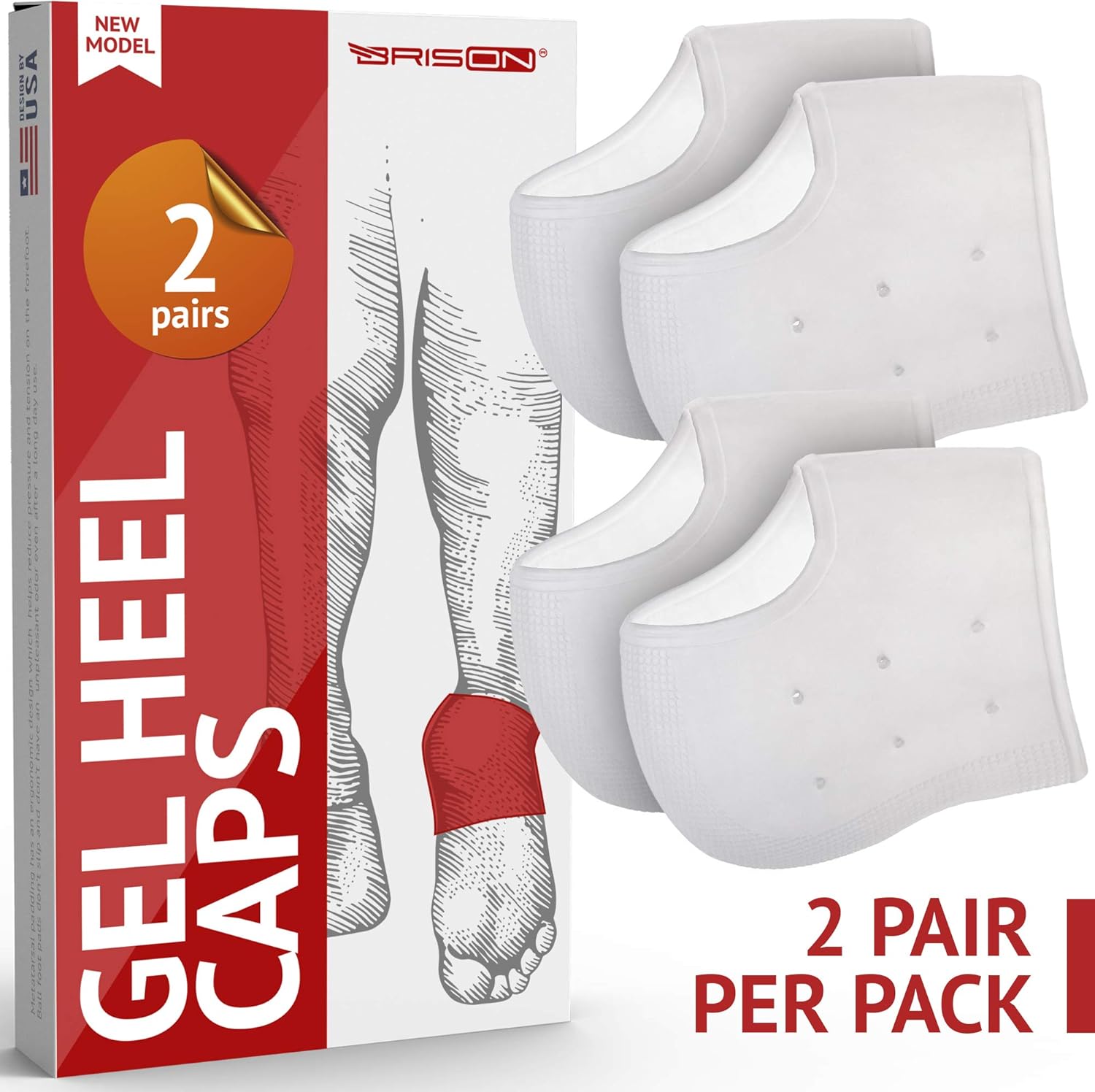 Gel Heel Cups for Men Women - Reusable Soft Silicone Heel Cushion Sleeve Protectors - Foot Care Socks Reduce Pain from Plantar Fasciitis Achilles Tendonitis - 2 Pairs: Health & Personal Care