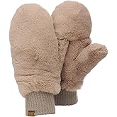 C.C Women's Faux Fur Wrist Length Fingerless Sherpa Lined Convertible Mittens Gloves
