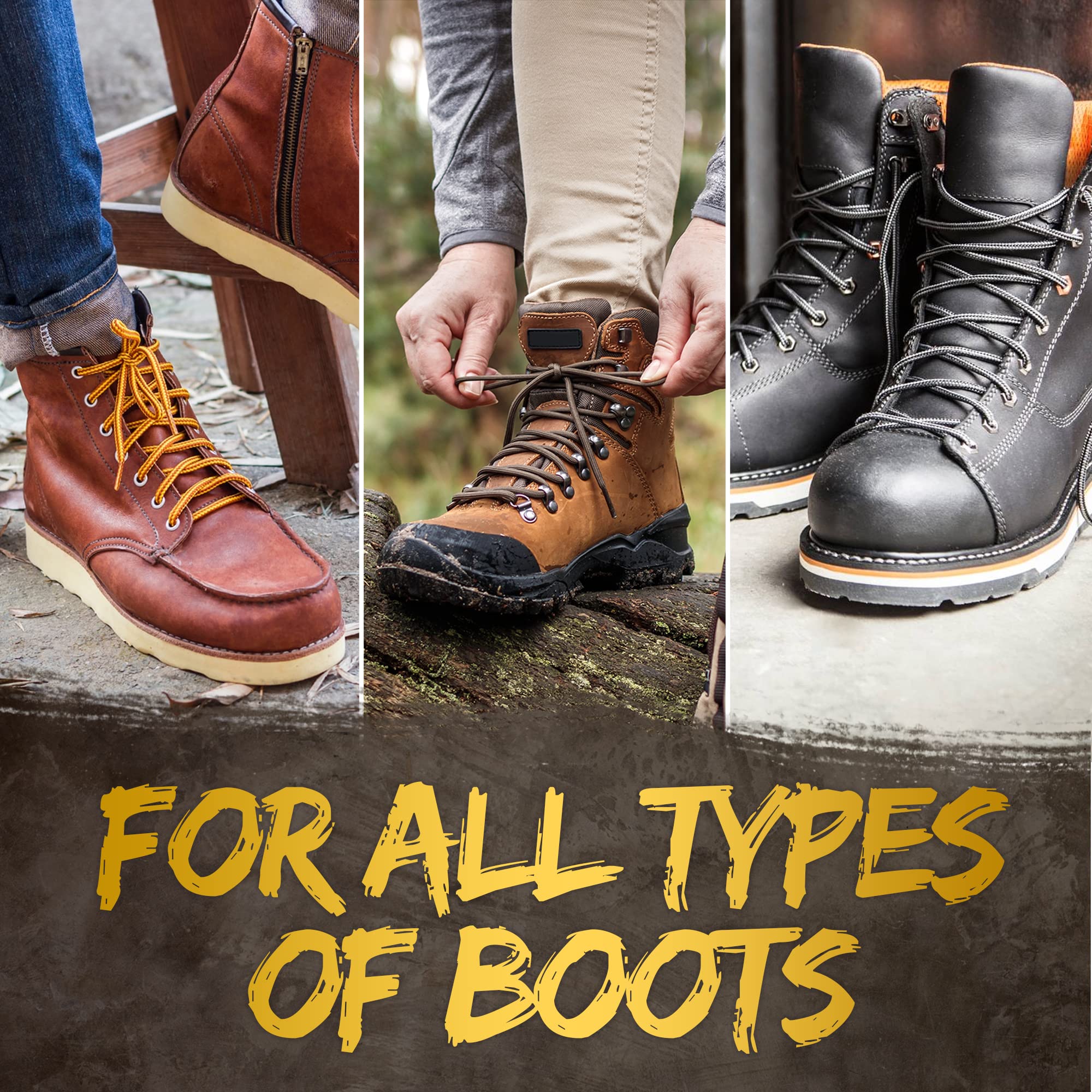Miscly Round Boot Laces [1 Pair] Heavy Duty and Durable Shoelaces for Boots, Work Boots & Hiking Shoes