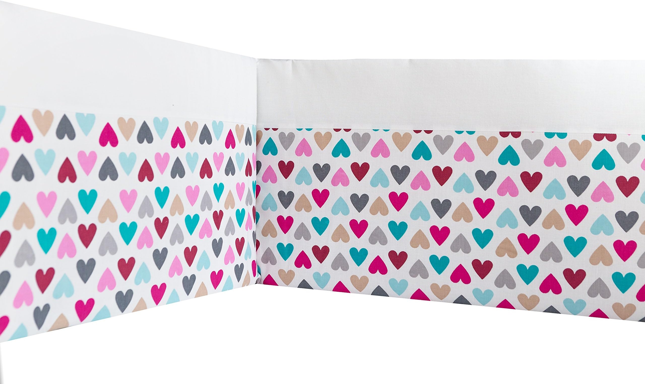 KempKids Cot Bumper - 4 sides Inner Protector for Crib Size: 60x120 cm Hearts