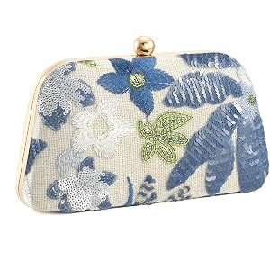 XquiziFit Sequin Evening Bag Embroidery Floral Clutch Purses for Women Beaded Evening Purse Wedding Clutch