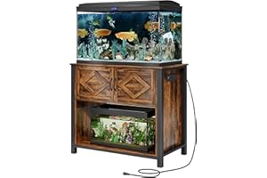 GRUSIGN 40-50 Gallon Fish Tank Stand with Power Outlets, Double Fish Tank Stand Table with Cabinet, 660LBS Capacity Heavy Duty Metal Aquarium Stand