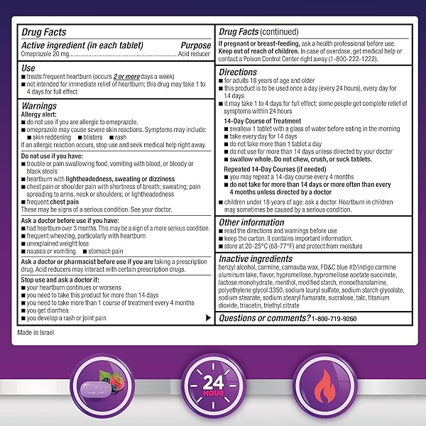 GOODSENSE OMEPRAZOLE, COMPARE TO PRILOSEC, DELAYED RELEASE TABLETS 20 MG, ACID REDUCER, WILDBERRY MINT COATED TABLET, 42 COUNT