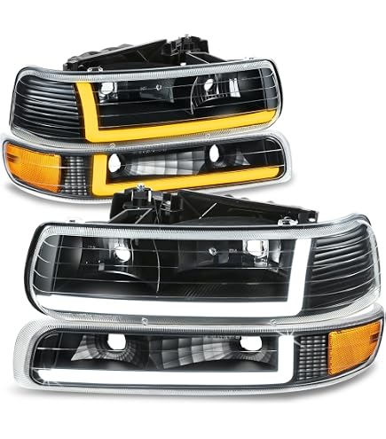 Chrome LED DRL Headlight & Bumper Lamp Combo For 1999-2002 Chevy Silverado 1500 2500 HD – Clear Lens Halogen Reflector – Transmotor2013