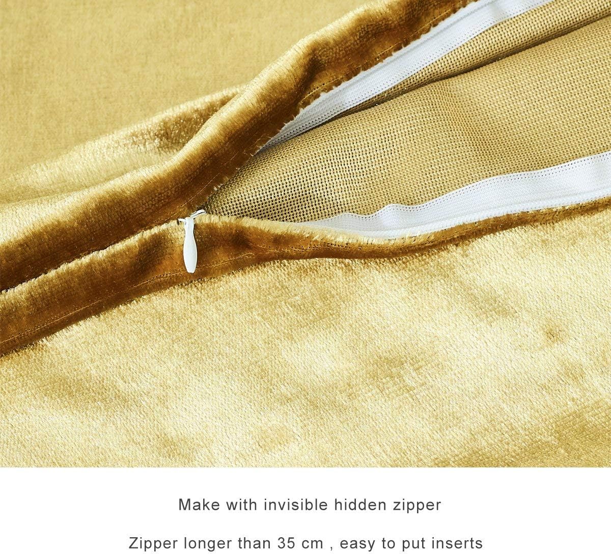 GIGIZAZA Gold Velvet Decorative Throw Pillow Covers,18x18 Pillow Covers for Couch Sofa Bed 2 Pack Soft Cushion Covers: Home & Kitchen