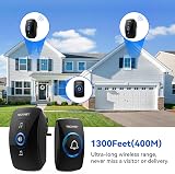 TECKNET Wireless Doorbell IP65 Waterproof 1300ft 60 Chimes 5 Volume view 2