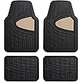 FH Group Automotive Floor Mats - Heavy-Duty Rubber Floor Mats for Cars, Universal Fit Full Set, Climaproof Floor Mats, Trimmable Floor Mats for Most Sedan, SUV, Truck Floor Mats Beige