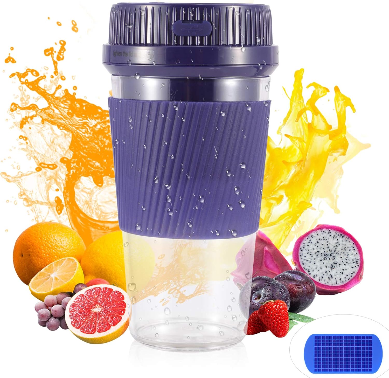 EASYXQ Portable Blender, Small Personal Blender for Smoothies and Shakes, Mini Blender Cup with Usb Rechargeable, Jucie Cup for Kitchen, Sports, Travel, Gym, home and office (Blue)