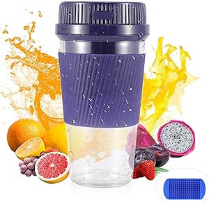 EASYXQ Portable Blender, Small Personal Blender for Smoothies and Shakes, Mini Blender Cup with Usb Rechargeable, Jucie Cup for Kitchen, Sports, Travel, Gym, home and office (Blue)