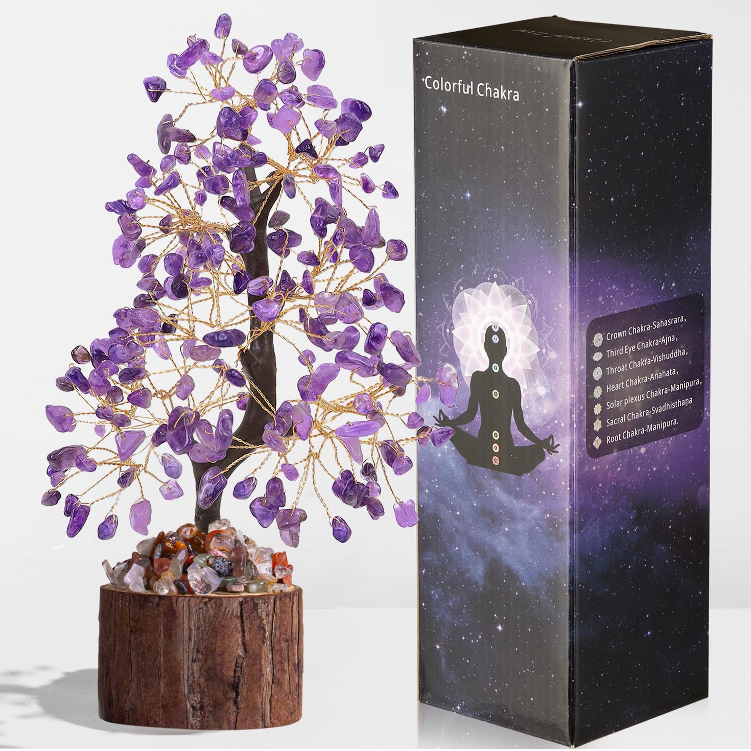AWARDSEN Amethyst Crystal Tree of Life Money Tree Purple Crystal Tree Spiritual Gifts for Women Meditation Positive Energy Home Decor