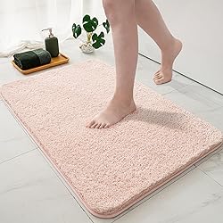 MIULEE Pink Bathroom Rug - Cute Absorbent Bath Mat