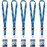 LUMINIPH 5 Pack Cruise Lanyard for Ship Cards, Cruise Ship Lanyards with Waterproof ID Badge Holders for All Cruise, Cruise Ship Essentials for Royal Caribbean, Carnival, NCL Cruise 2026 (Light Blue)