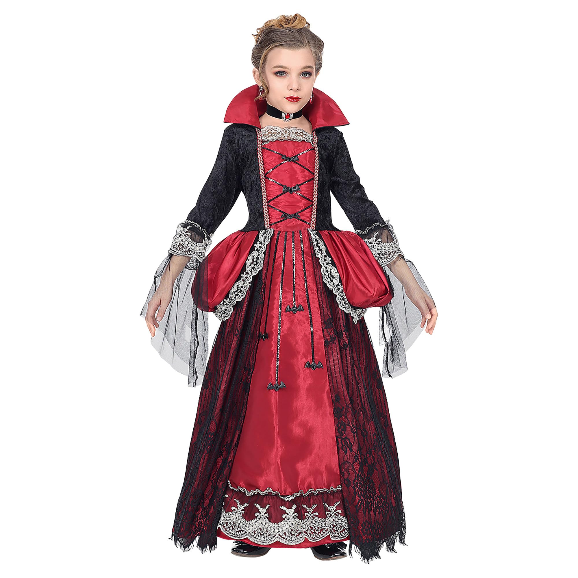 "VAMPIRESS" (dress with crinoline underskirt, choker with gem) - (158 cm / 11-13 Years)