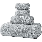 REDKISS Ultra-Plush Bath Towel Set - 900GSM Premium Thick Cotton for Bathroom & Spa, Super Absorbent Quick-Dry Bath Sheets with No Shedding (4-Piece Set for Adults, Luxury Hotel & Home Use)-Blue Lime