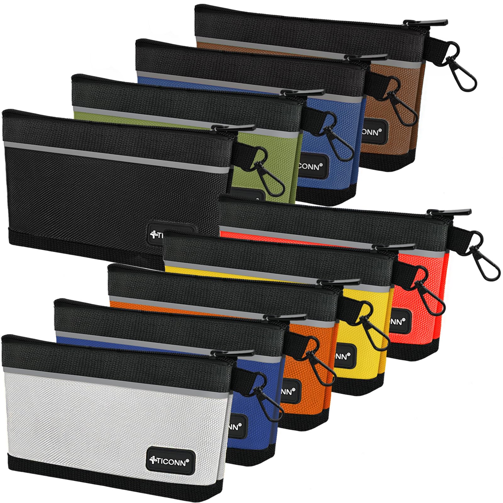 TICONN Tool Pouches with Zipper, 1680D Oxford Small Tool Bags, Waterproof Utility Bag Zipper Pouch for Tool Organizers and Storage (9 Pack Medium) Image