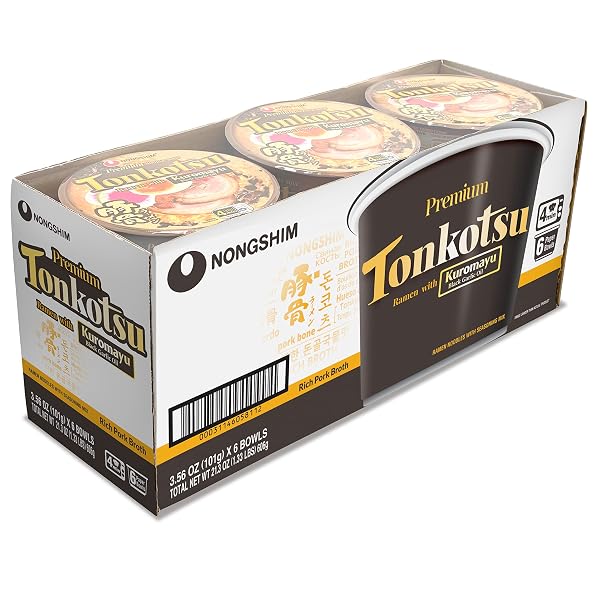 NONGSHIM TONKOTSU RAMEN WITH KUROMAYU NOODLE BIG BOWL, 3.56 OUNCE (PACK OF 6)