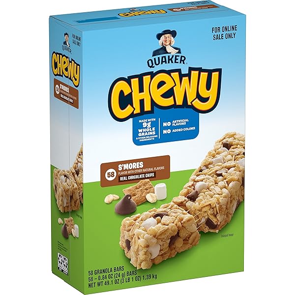 QUAKER CHEWY GRANOLA BARS, S’MORES, 58 COUNT