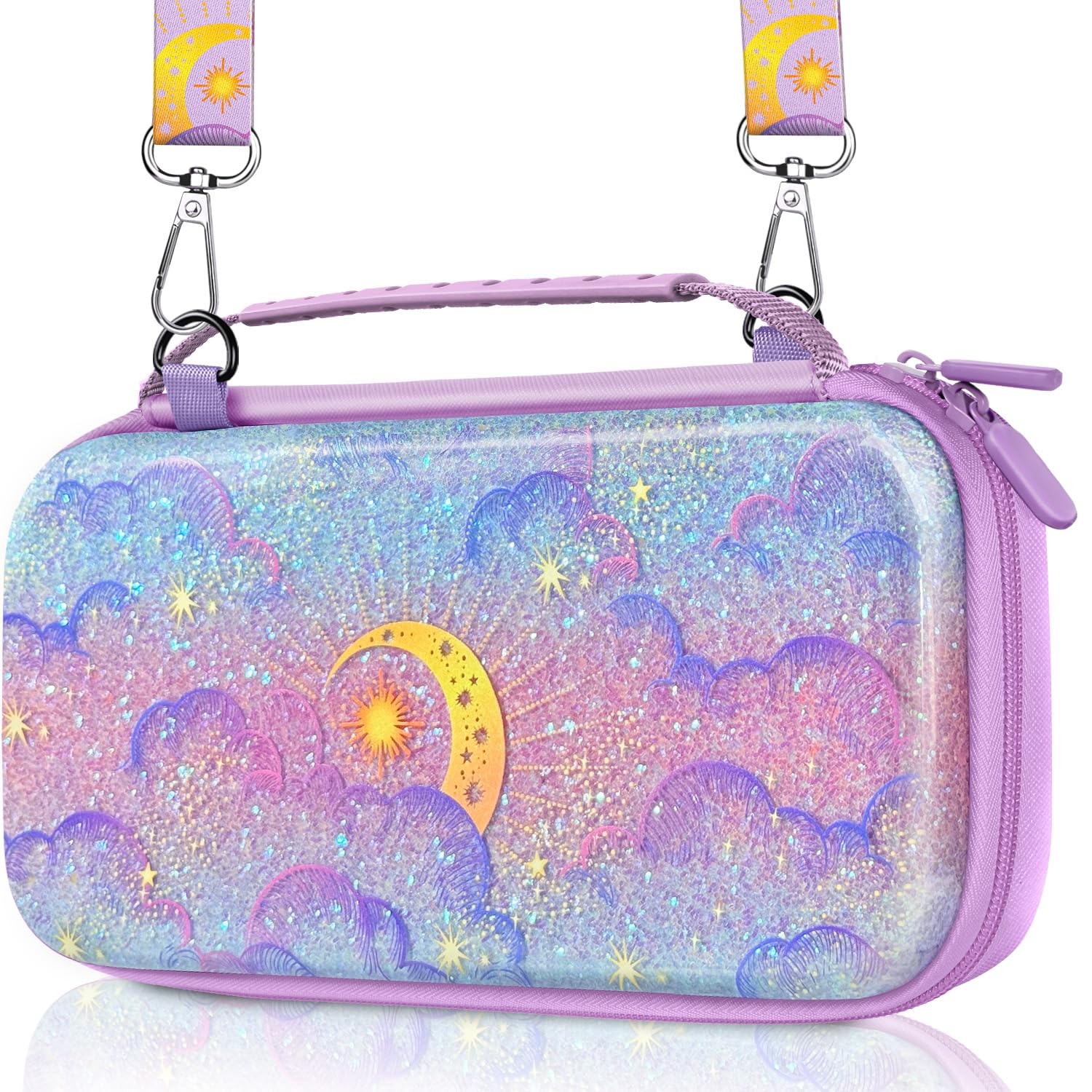 Photo 1 of Gurgitat for Nintendo Switch 2 Carrying Case - Star Moon Glittering Cute Kawaii with Handle and Strap for Switch 2 2025 Travel Cases Portable Storage Carry Protective Hard Shell for Girls Girly