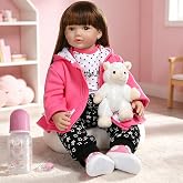 iCradle 24 Inch Realistic Reborn Baby Doll Girl Lifelike Newborn Baby Doll Weighted Soft Body Long Hair with Complete Accessories Gift Set Toy for Kids Ages 3+ &amp; Collectors