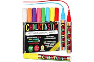 CHALKTASTIC Chalkboard Markers Set of 8 Washable, Erasable Chalk Ink Dry Erase Pens for School, Chalkboard Menu Board & Glass Car Window - Neon, Pastel, White Chalk Pens - Gifts for Artists