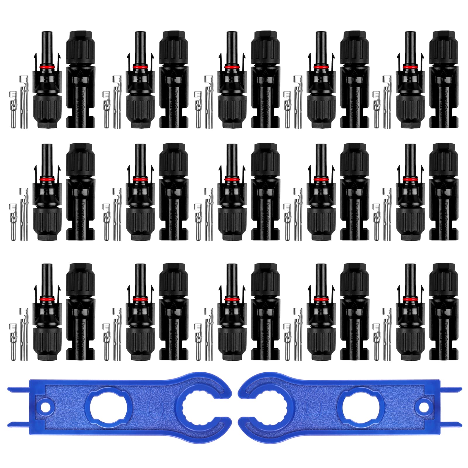 Solarpanel Stecker, 15 Paar Solarstecker, Stecker mit 2pcs Schraubenschlüssel, Photovoltaik Steckverbinder IP67
