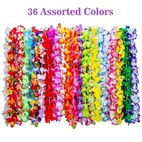 Shappy Akord HO-161 Halskette mit Blumen, tropisch, Hawaiianische Leis, Mehrfarbig