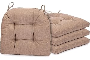 Kyaringtso Chair Cushions for Dining Chairs, 4 Pack Soft and Comfortable Chair Cushions Pads with Ties, Seat Cushions for Kitchen Chairs，Dining Room (4 Pack 17x16, Khaki)
