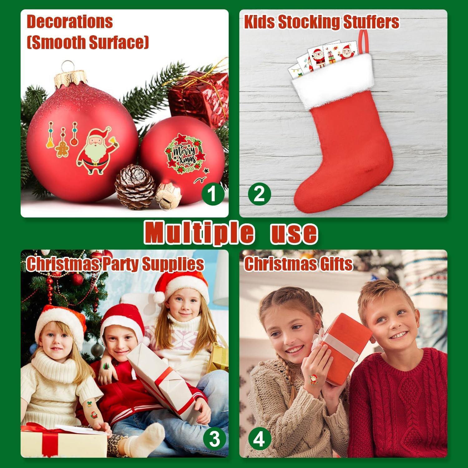 Partywind 56 Sheets (535 Glow Styles) Christmas Temporary Tattoos Party Decorations, Luminous Christmas Holiday Party Supplies for Kids Stocking Stuffers, Tattoo Stickers for Xmas