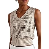 LANSALIRO Women's Crochet Sequins Sweater Tanks Summer Lightweight Tops Bohemian Sleeveless Hollow Out Beach Knitted Vests