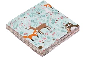 Qokfouy 84 5x5 Fabric Squares for Quilting, Cartoon Animal Print Cotton Fabric Charm Packs for Quilting 5 inch, Quilt Charm S