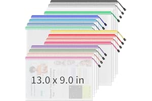 Umriox 16PCS Zipper Pouch, Mesh Bags with Zipper, 16 Color A4/Letter Size Pouches for Organization, Clear Zipper Pouches for Puzzles, Board Games, Craft Projects