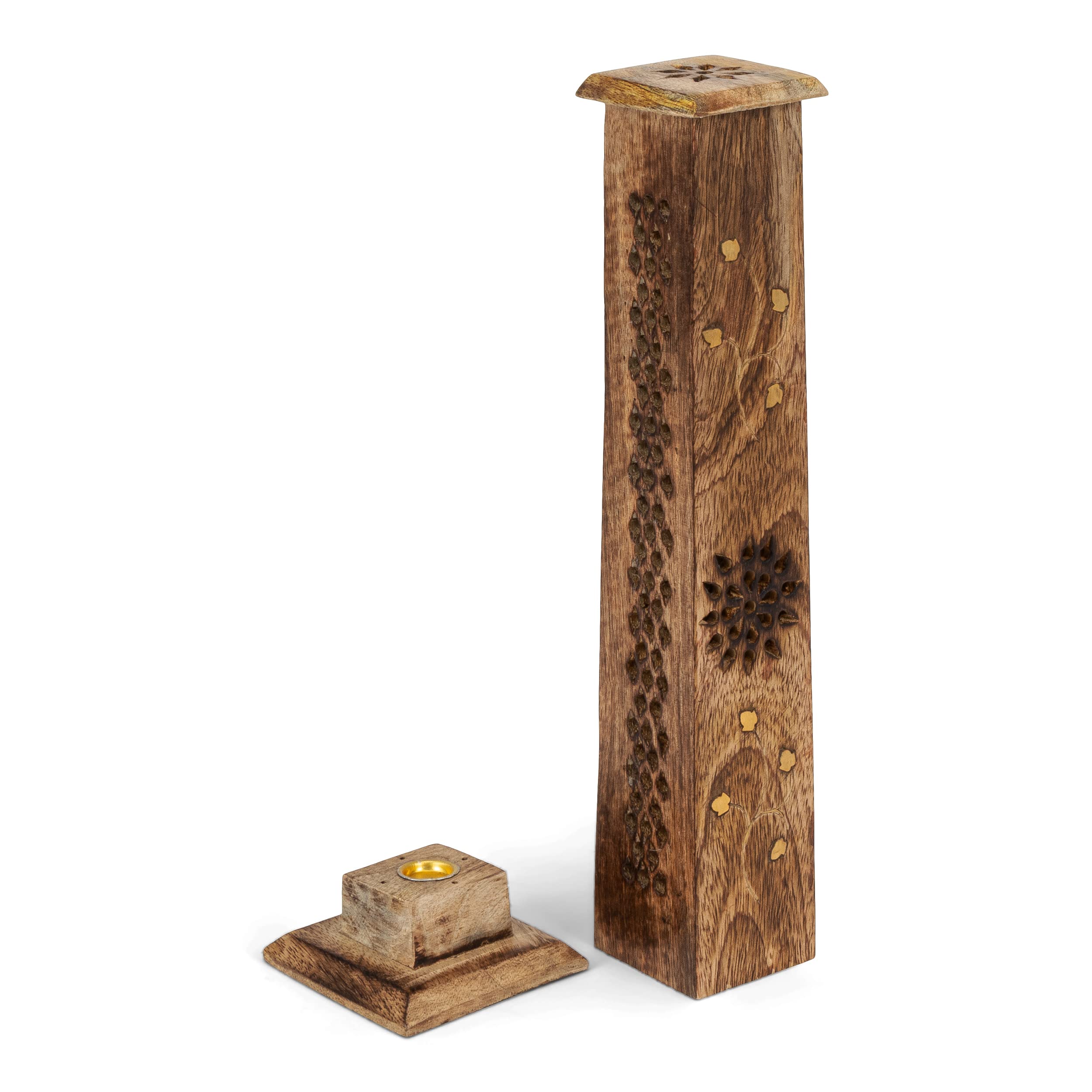 NKlaus incense holder incense tower mango wood sun brown 30x5cm tower holder 2561